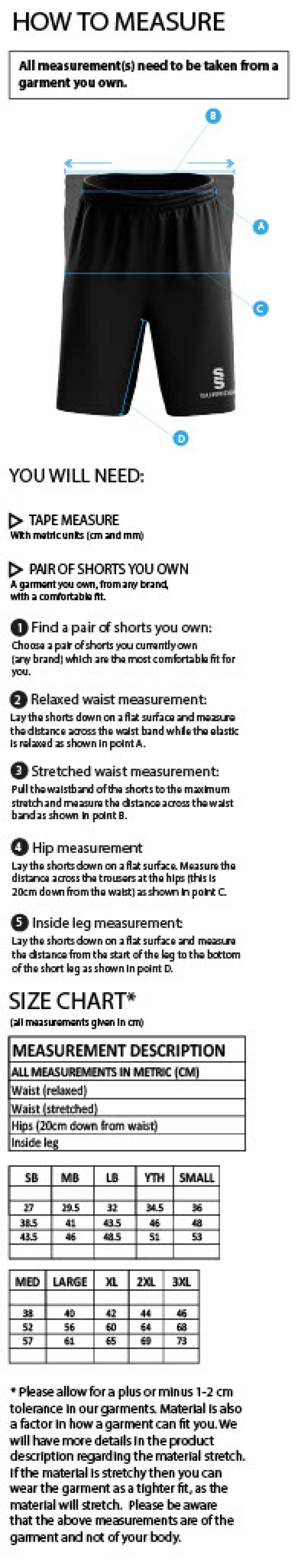 Tornadoes - Women's Ripstop Short - Size Guide