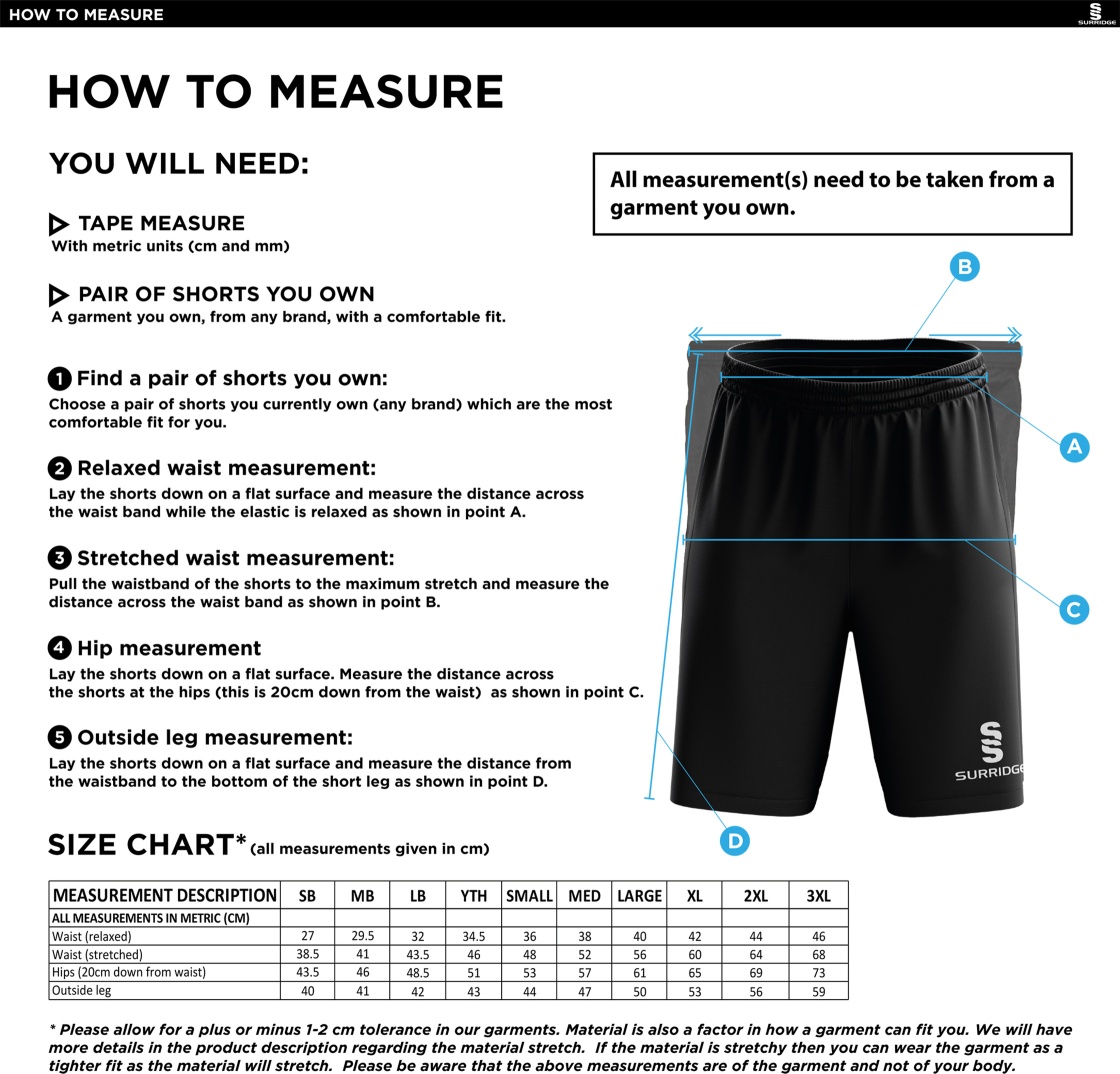 Tarleton CC - Ripstop Short - Size Guide